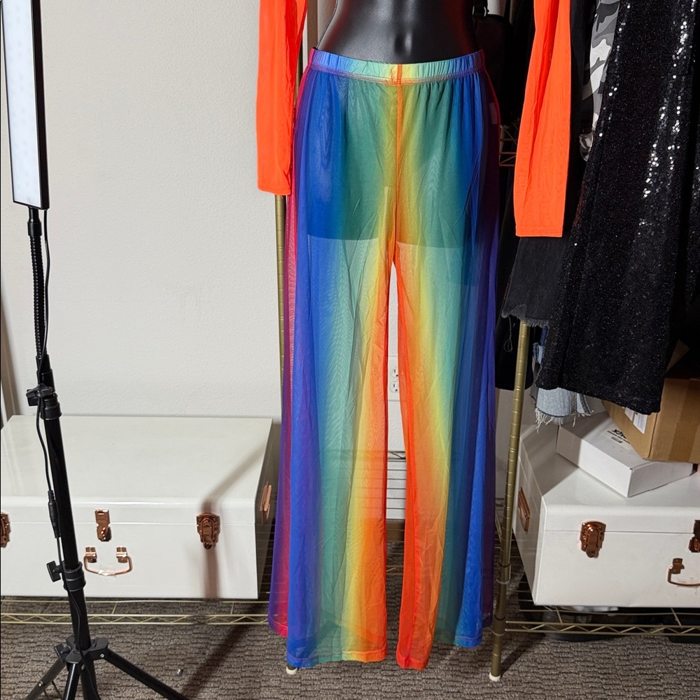 Pants. Hot & Delicious. Rainbow. Sheer. Size: Large. NWT